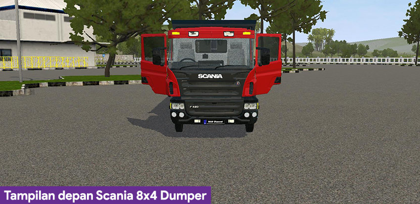 Tampilan depan Scania 8x4 Dumper