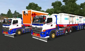MOD BUSSID Truck Hino 500 Trailer Beton-Kontainer by SJA Official