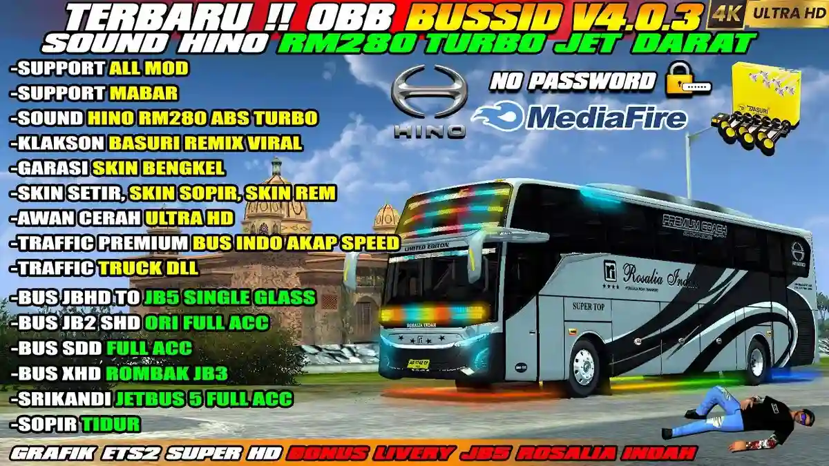 MOD OBB v4.0.3 Hino RM280, Grafik ETS2, JB5 SG by Garasi Tube